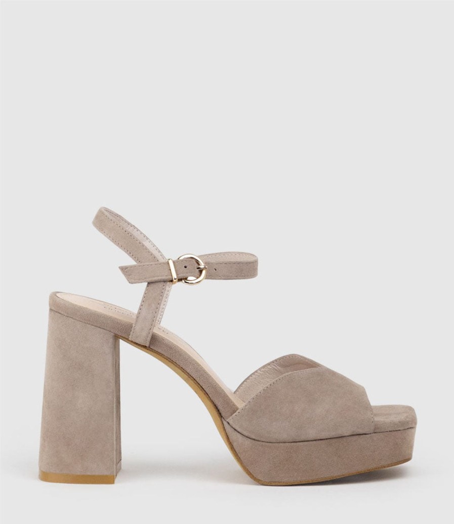 Edward Meller Rhiana95 V Throat Platform Sandal In Nude Suede Clearance