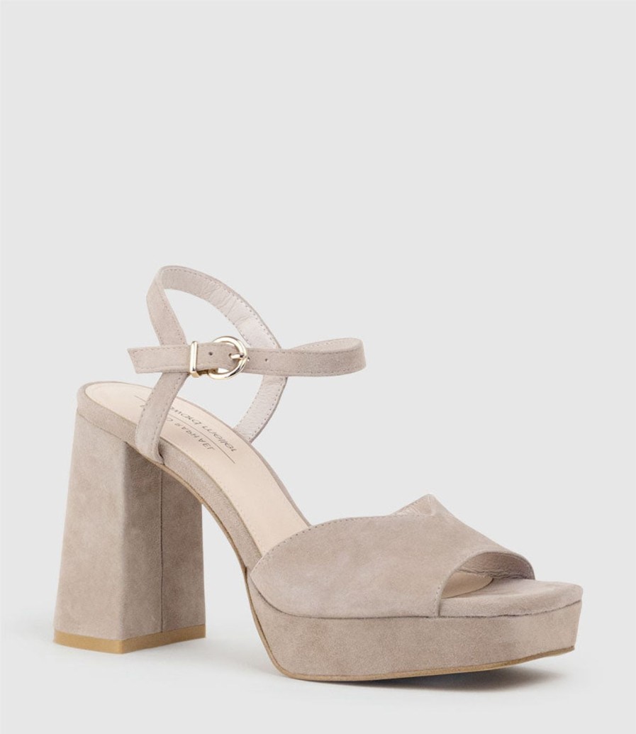 Edward Meller Rhiana95 V Throat Platform Sandal In Nude Suede Clearance