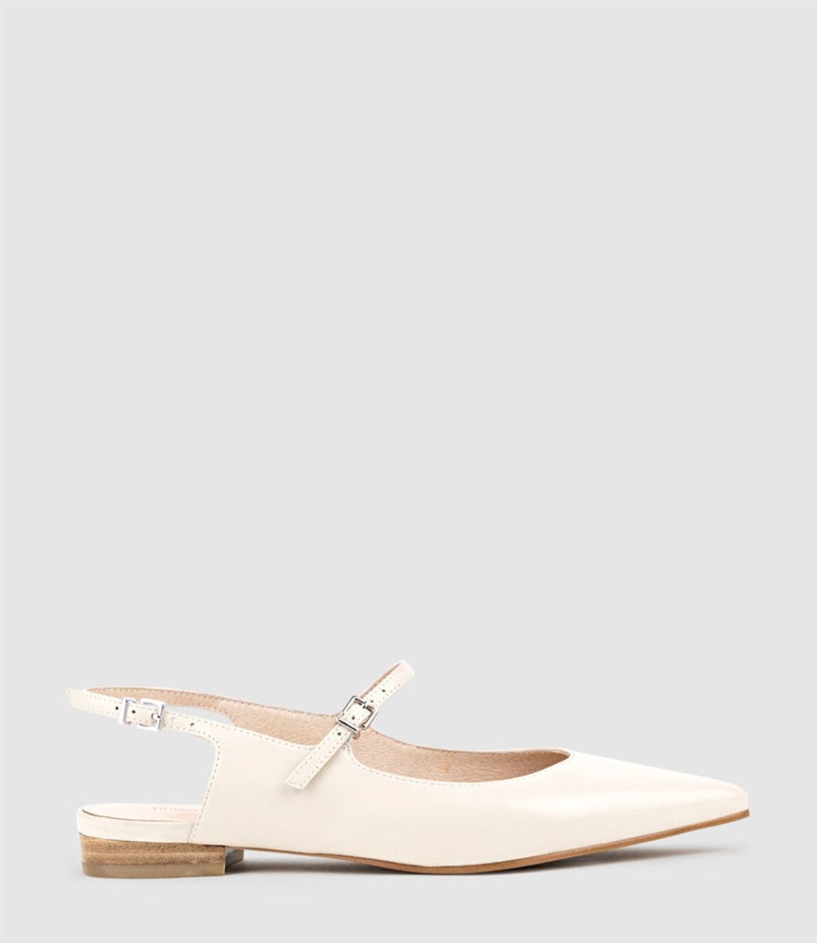 Edward Meller Eugenia Flat Slingback With Strap In Offwhite Calf Wholesale