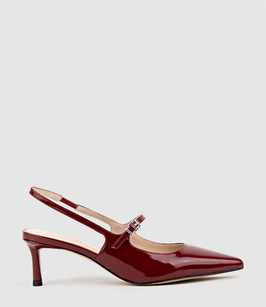 Edward Meller Dove55 Slingback With Strap In Ruby Patent Wholesale