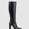 Edward Meller Verity95 Pointed Knee High Boot In Black Best