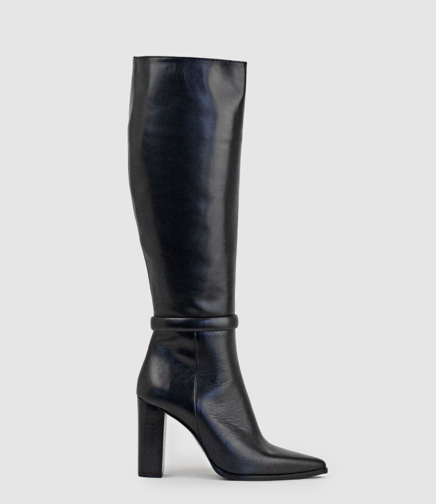 Edward Meller Verity95 Pointed Knee High Boot In Black Best