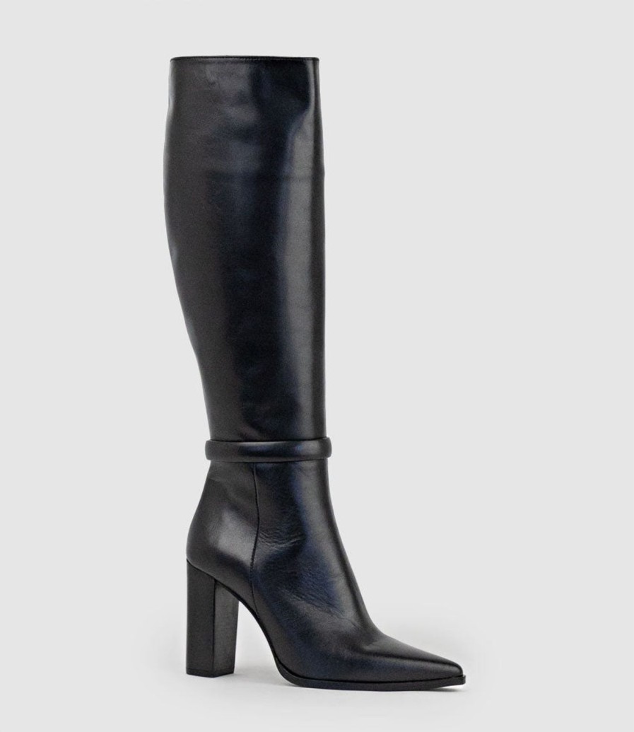 Edward Meller Verity95 Pointed Knee High Boot In Black Best