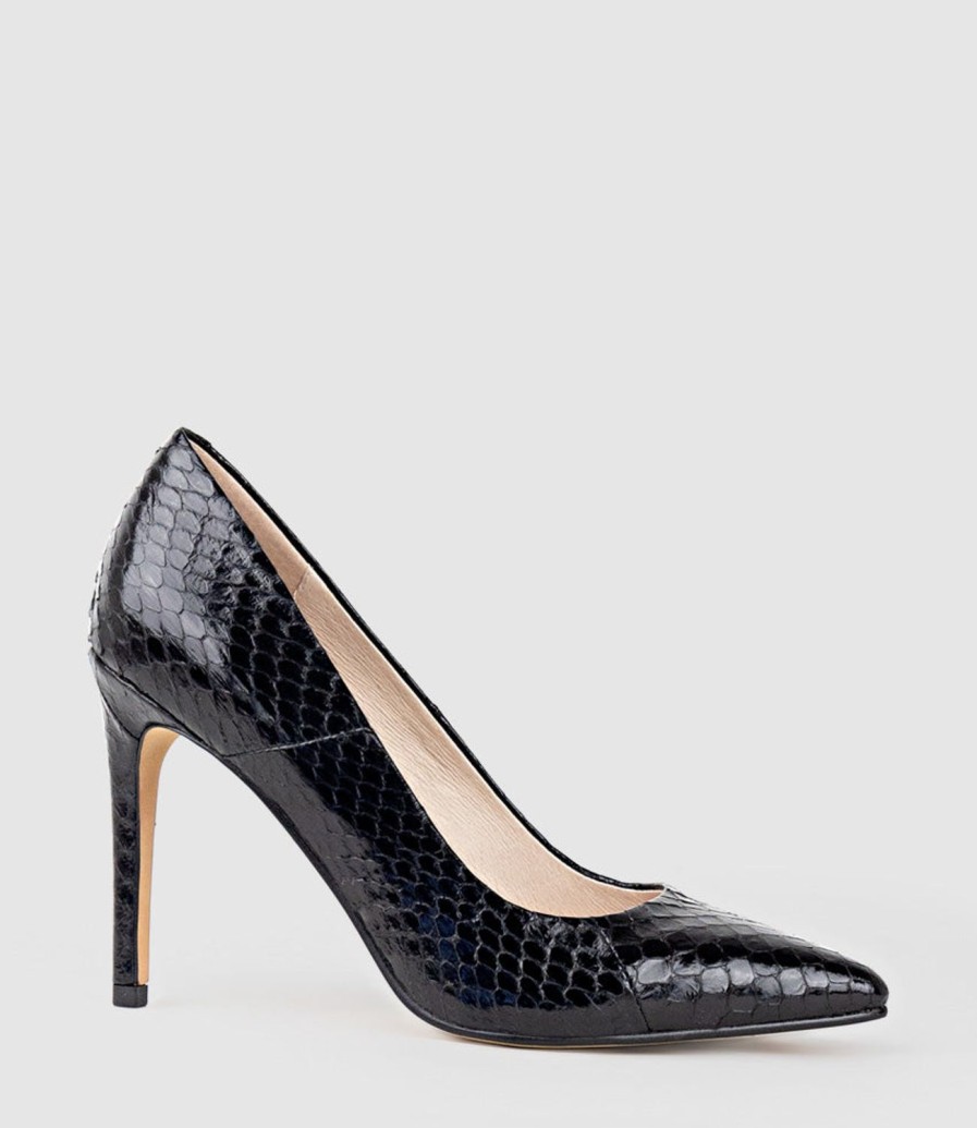 Edward Meller Gaga 100Mm Pointed Toe Pump In Black Snake Best