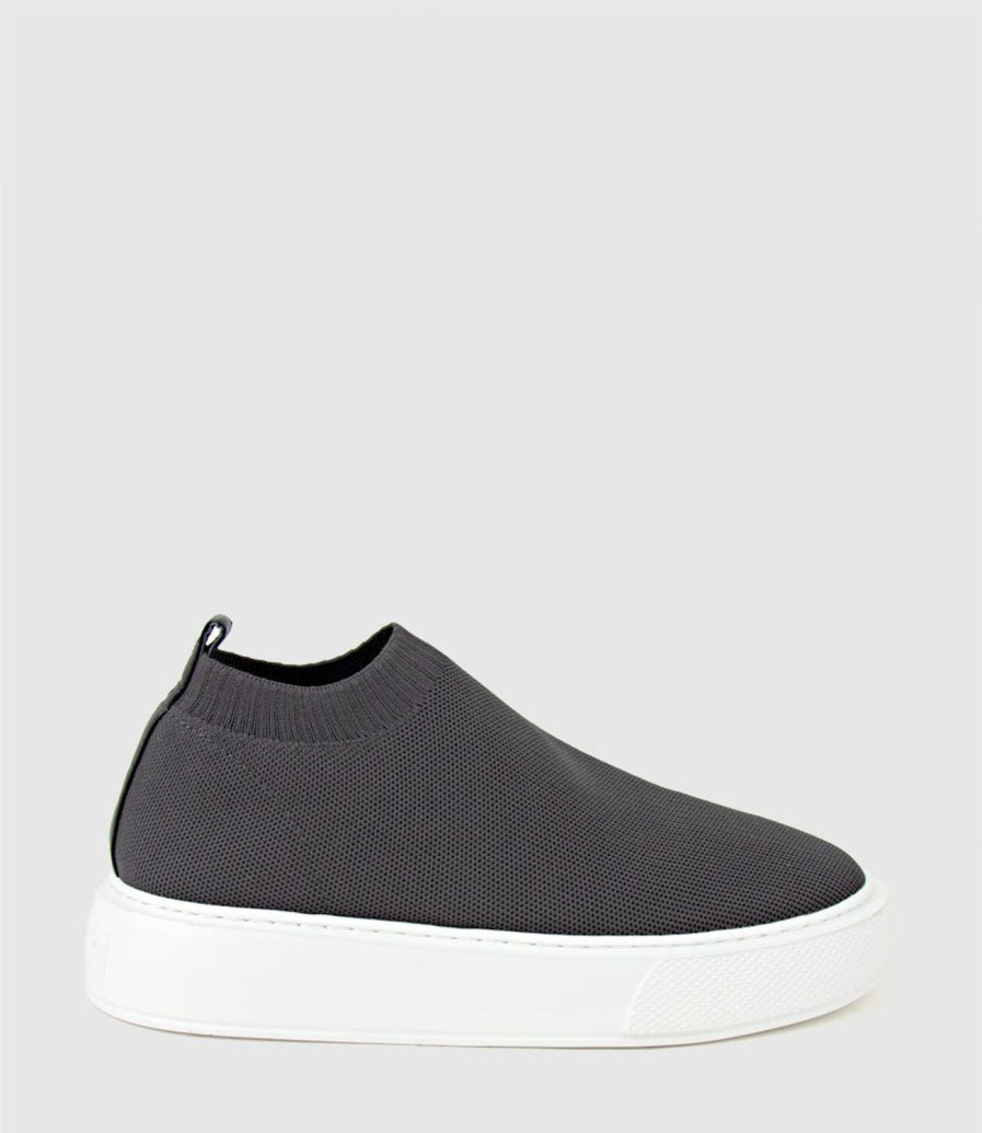 Edward Meller Jemma Pull On Stretch Sneaker In Grey New