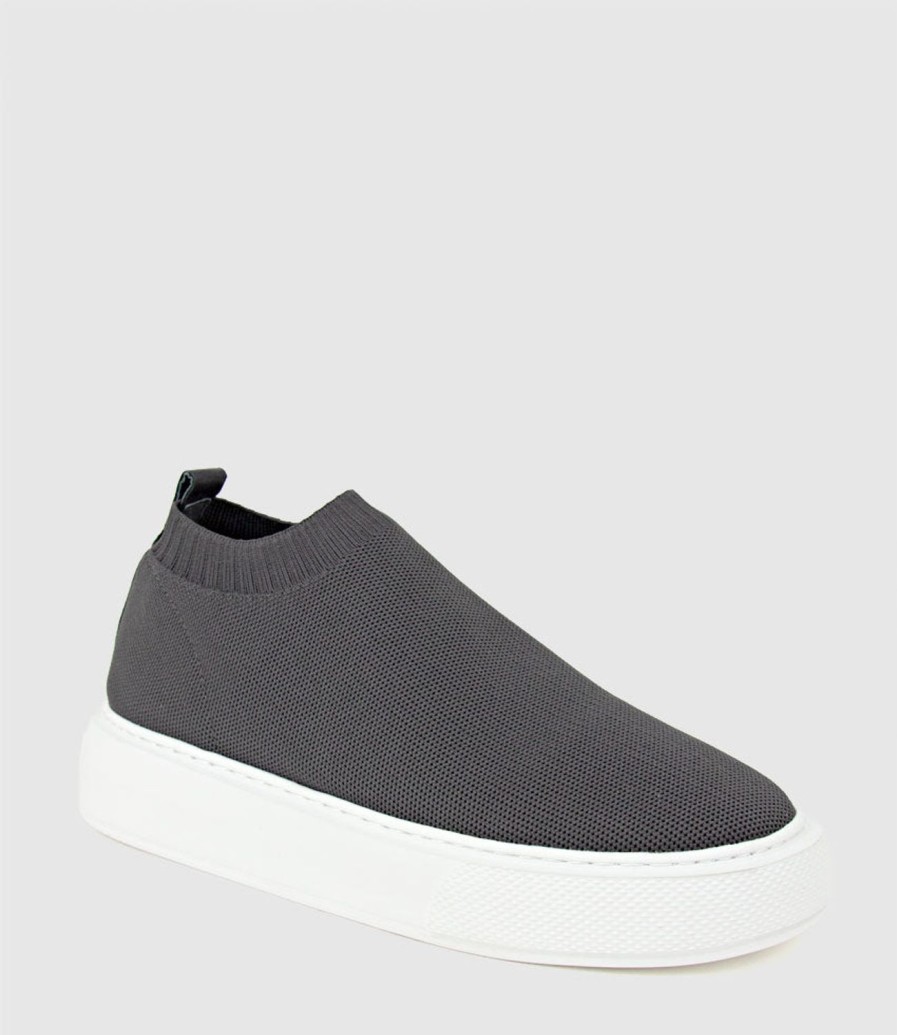 Edward Meller Jemma Pull On Stretch Sneaker In Grey New