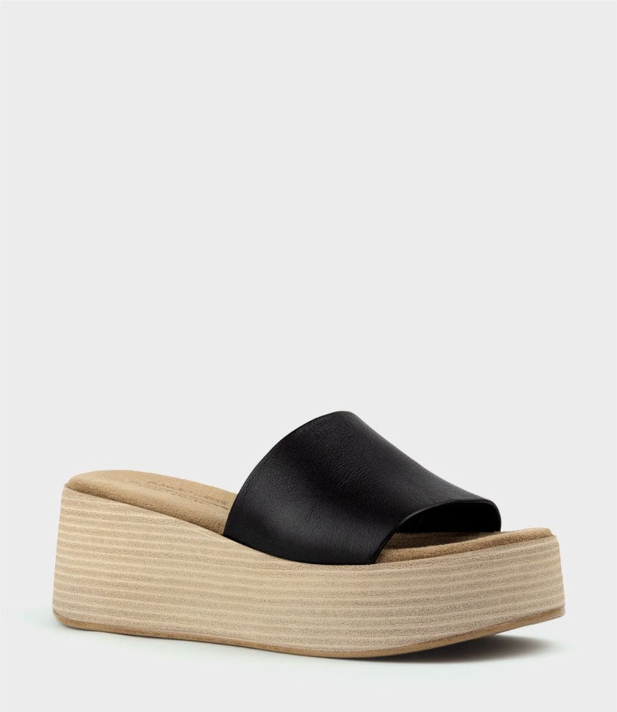 Edward Meller Levon Slide On Wedge In Black Wholesale