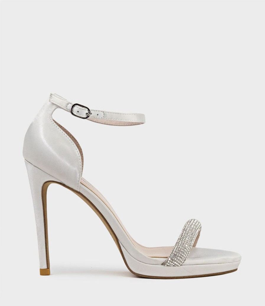 Edward Meller Wistful110 Diamond Band Platform Sandal In Ivory Satin Wholesale