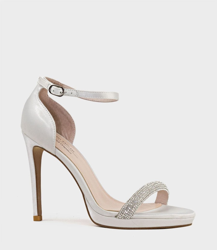 Edward Meller Wistful110 Diamond Band Platform Sandal In Ivory Satin Wholesale