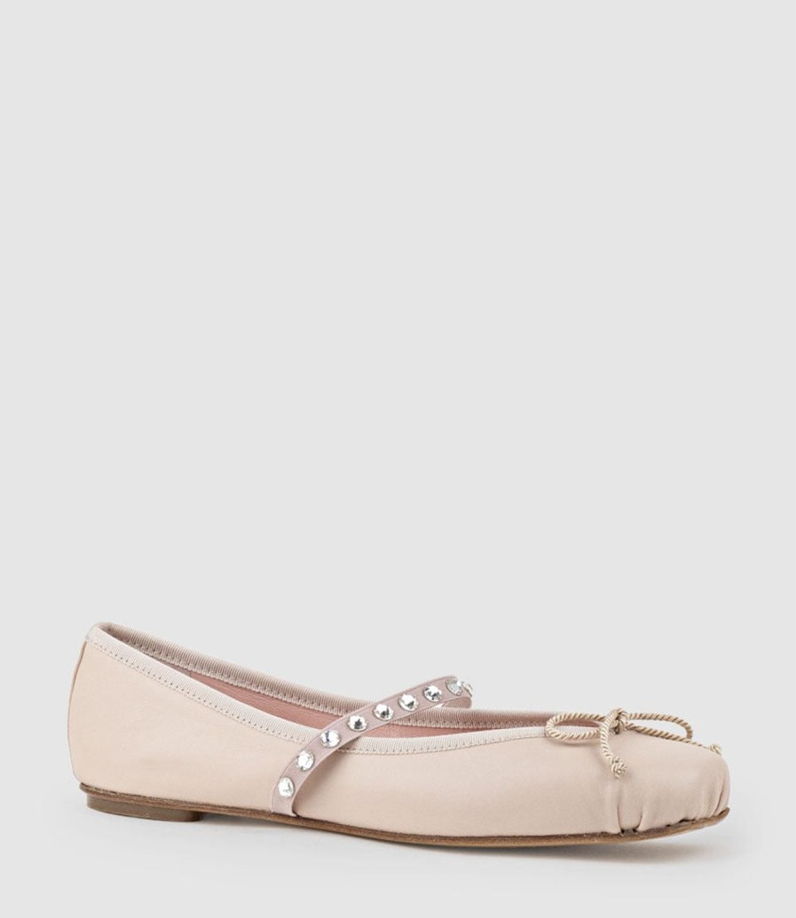 Edward Meller Emelio Ballet With Crystal Strap In Nude Clearance