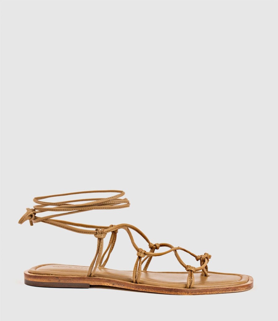 Edward Meller Samilla Sandal With Knotted Ankle Tie In Natural Best