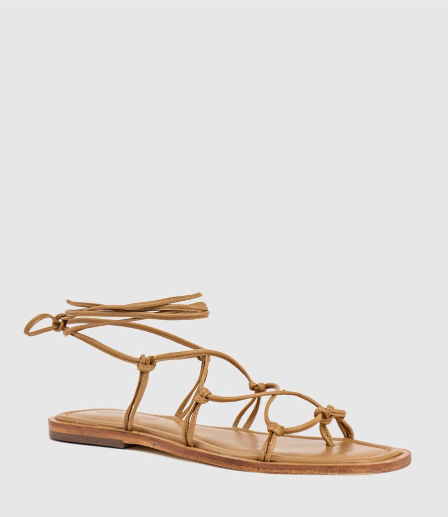 Edward Meller Samilla Sandal With Knotted Ankle Tie In Natural Best