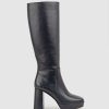 Edward Meller Uma95 Platform Knee High Boot In Black Wholesale