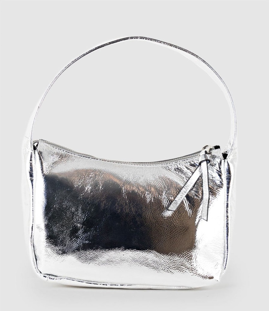 Edward Meller Narina Large Soft Bag In Silver Crush Wholesale