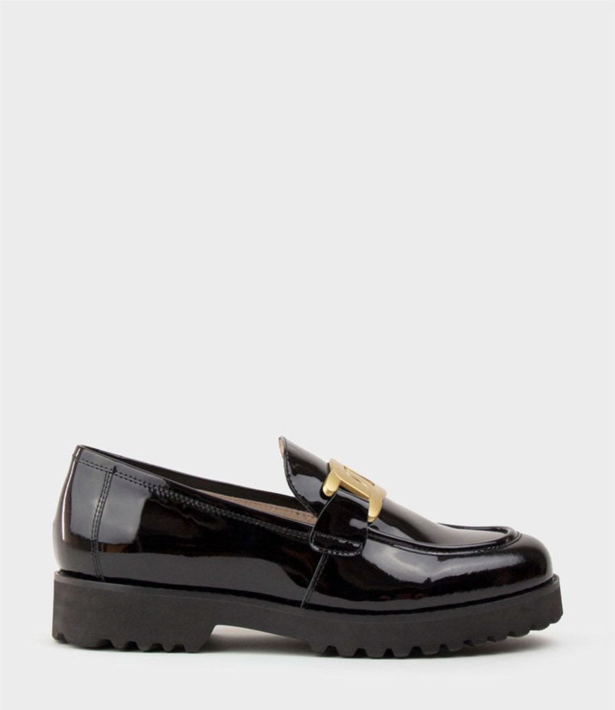 Edward Meller Galad Moccasin With Hardware In Black Patent Best