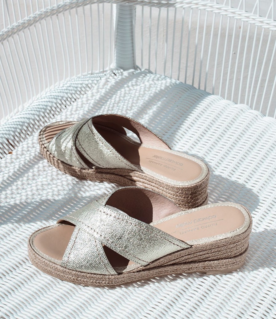 Edward Meller Malina Crossover Slide Espadrille In Platino Online