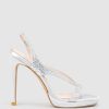 Edward Meller Wonder110 Jewelled Platform Sandal In Silver Satin Wholesale