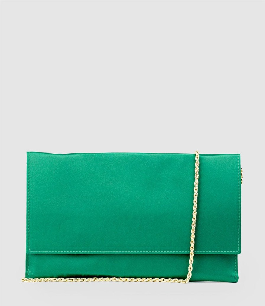 Edward Meller Neve Envelope Clutch In Green Satin Online