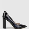 Edward Meller Gigi100 Block Heel Pump In Black High Shine Online