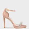 Edward Meller Wistful110 Diamond Band Platform Sandal In Nude Satin Wholesale