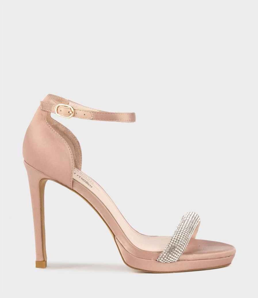 Edward Meller Wistful110 Diamond Band Platform Sandal In Nude Satin Wholesale