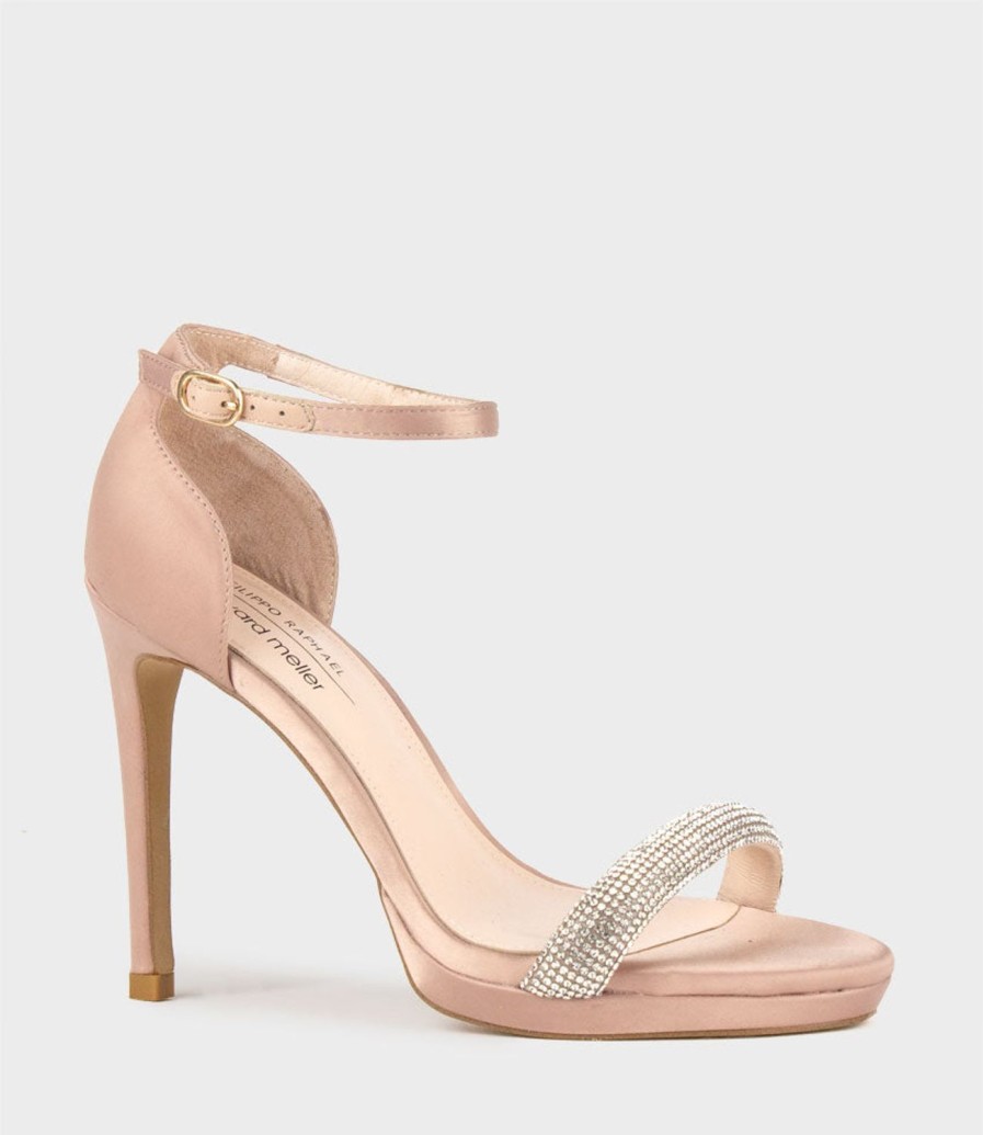 Edward Meller Wistful110 Diamond Band Platform Sandal In Nude Satin Wholesale