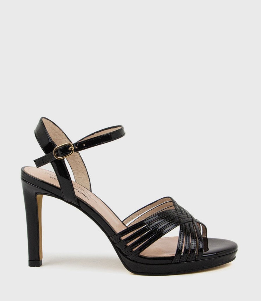 Edward Meller Sona90 Cross Strap Platform Sandal In Black Patent Online