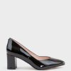 Edward Meller Cordelia60 Pointed Block Heel Pump In Black Patent Clearance