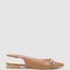 Edward Meller Elda Pointed Slingback With Chain Detail In Tan Baby Calf Wholesale