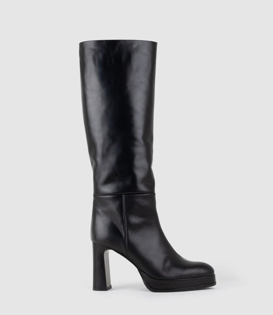 Edward Meller Verita95 Platform Knee High Boot In Black Hot