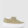 Edward Meller Jody Chunky Sole Canvas Sneaker In Olive New