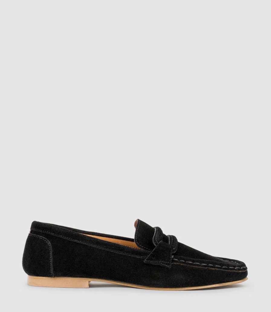 Edward Meller Germaine Moccasin In Black Suede New