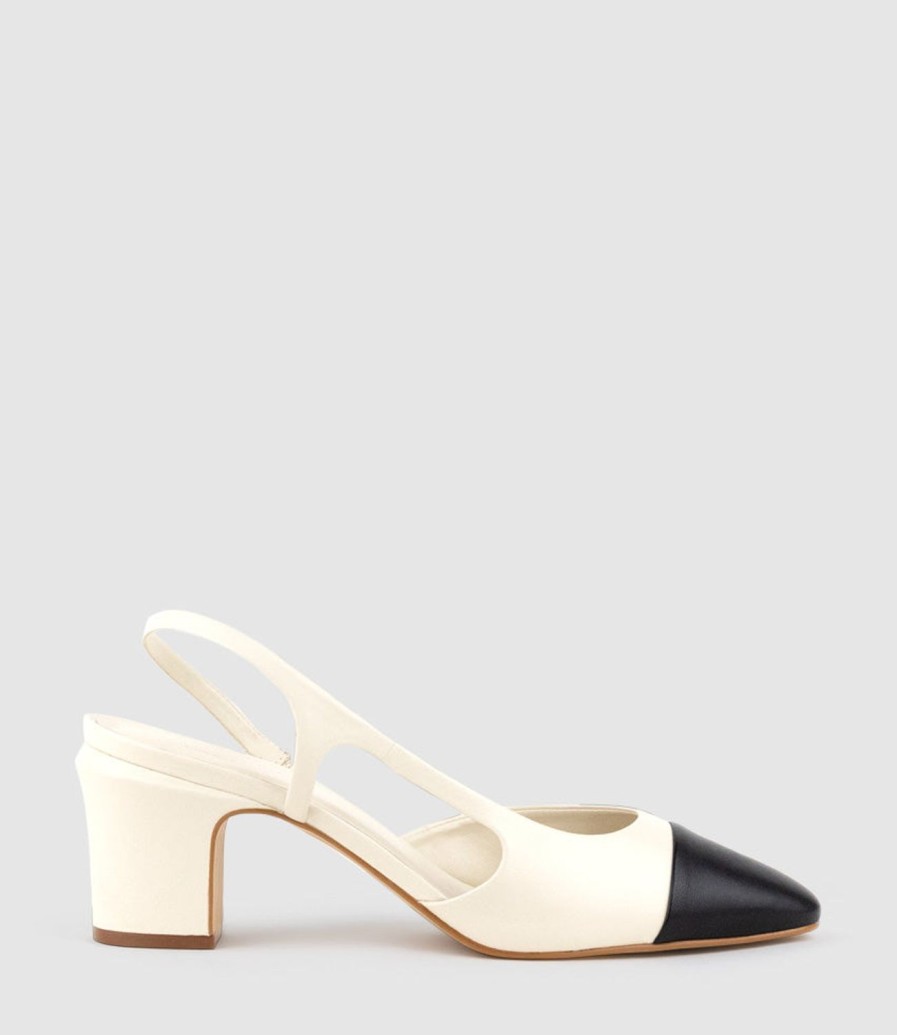 Edward Meller Danica75 Cap Toe Dorsay Slingback Pump In Offwhite Wholesale