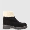 Edward Meller Abban Front Zip Boot With Shearling In Black Suede Clearance