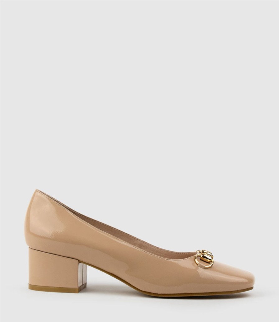 Edward Meller Christine45 Block Heel Pump With Hardware In Nude Patent Wholesale