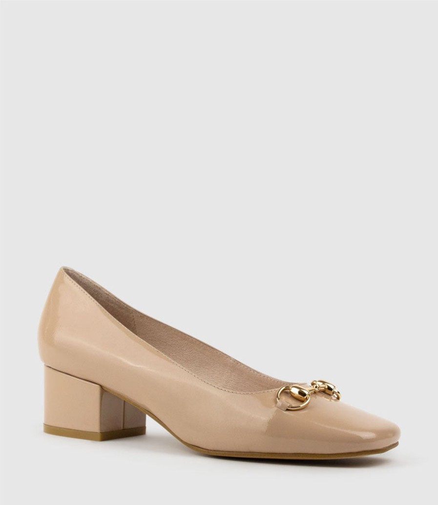 Edward Meller Christine45 Block Heel Pump With Hardware In Nude Patent Wholesale