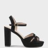 Edward Meller Regent100 Interlocked Detail Platform Sandal In Black Suede Hot