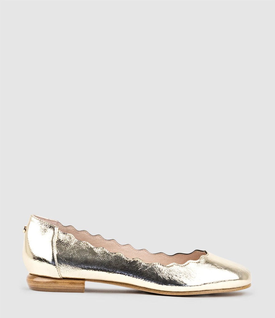 Edward Meller Fara Scalloped Ballet Flat In Crushed Gold Wholesale