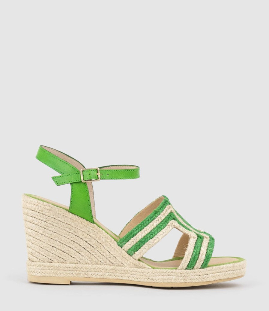 Edward Meller Motif Geometric Weave High Espadrille In Green New