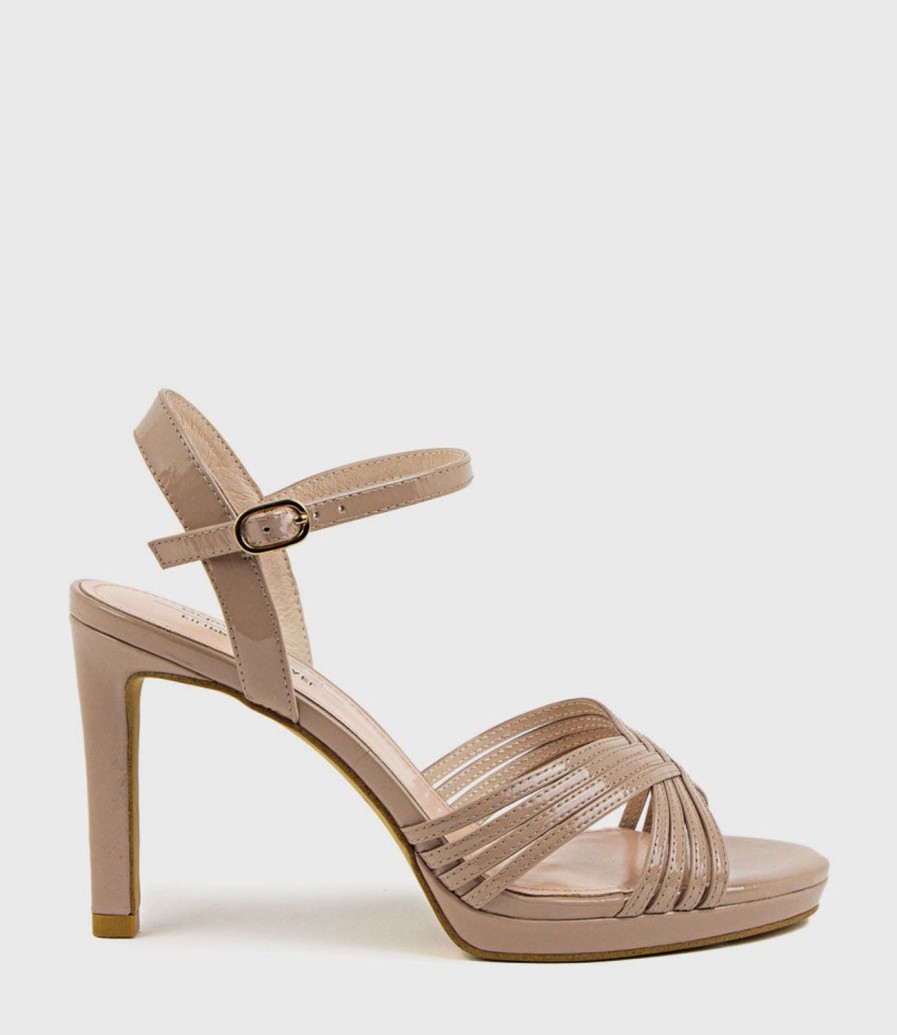 Edward Meller Sona90 Cross Strap Platform Sandal In Nude Patent Online