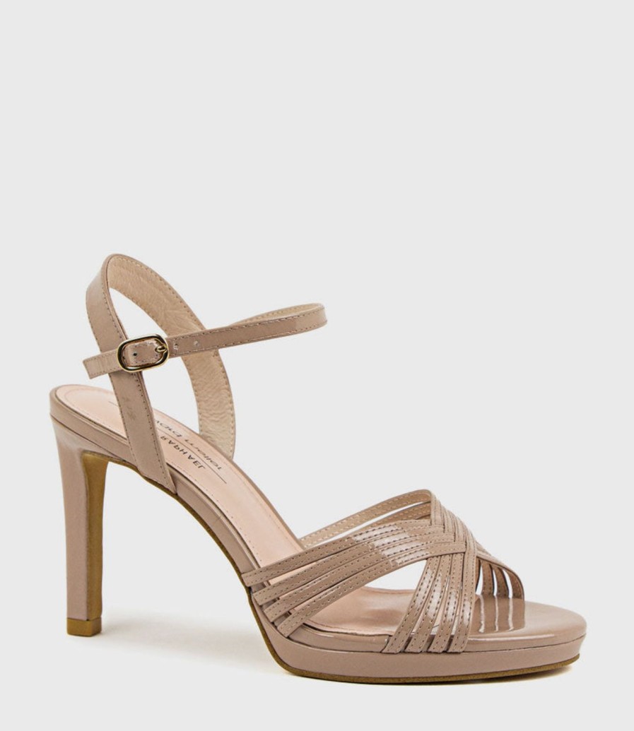 Edward Meller Sona90 Cross Strap Platform Sandal In Nude Patent Online