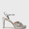 Edward Meller Sona90 Cross Strap Platform Sandal In Silver Online