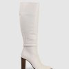 Edward Meller Verity95 Pointed Knee High Boot In Offwhite Hot