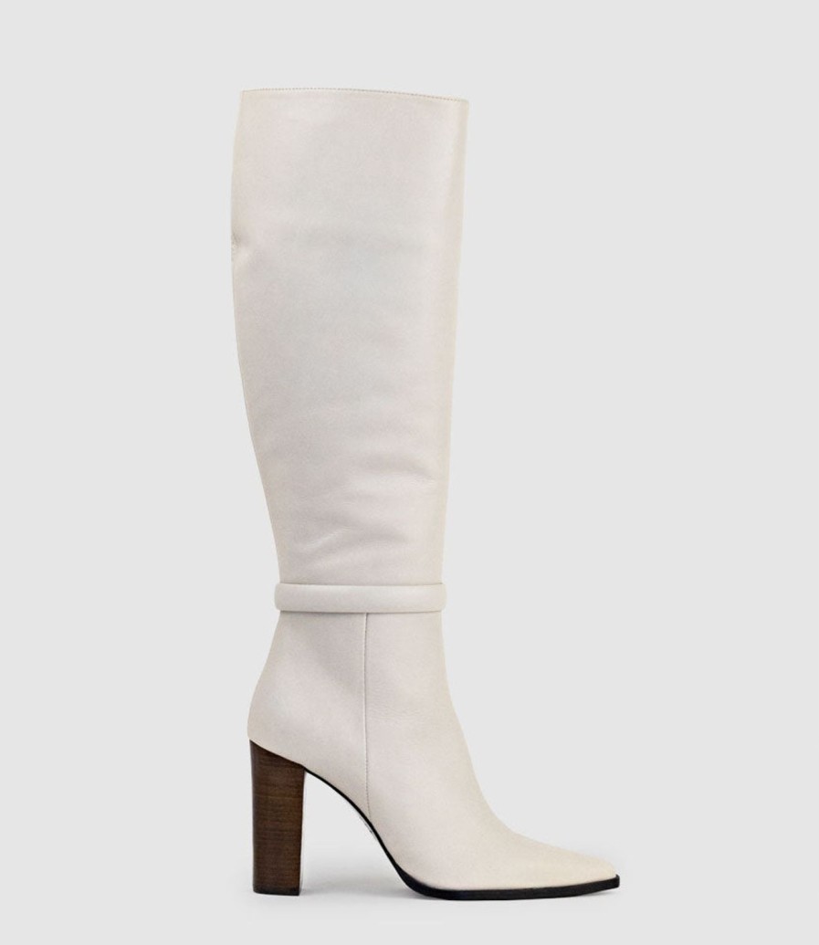 Edward Meller Verity95 Pointed Knee High Boot In Offwhite Hot