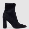 Edward Meller Zenya100 Block Heel Sock Boot In Black Suede Best