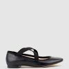 Edward Meller Felicity Elastic Cross Strap Ballet In Black Calf Online