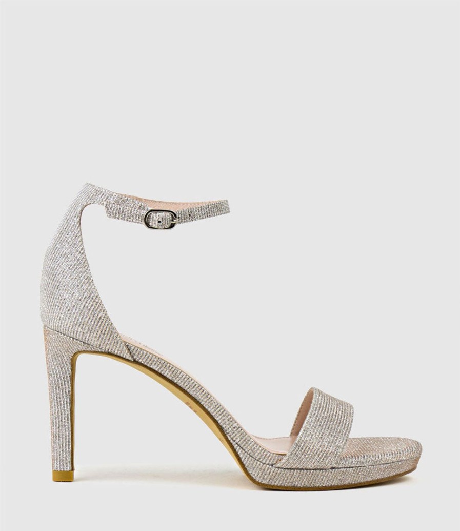 Edward Meller Sylvia90 Platform Sandal In Silver Ritz New