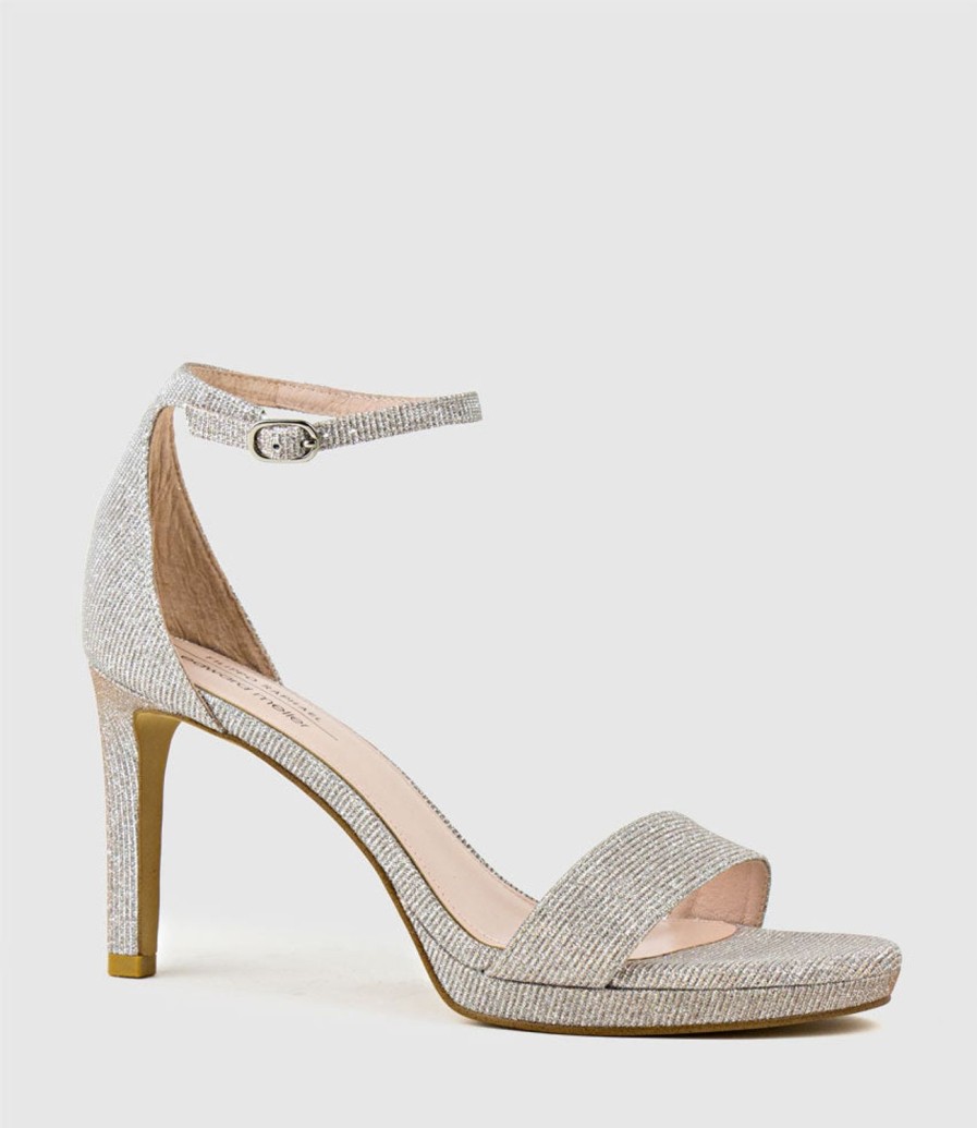 Edward Meller Sylvia90 Platform Sandal In Silver Ritz New