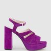 Edward Meller Reya100 Open Toe Platform Sandal In Magenta Suede Hot