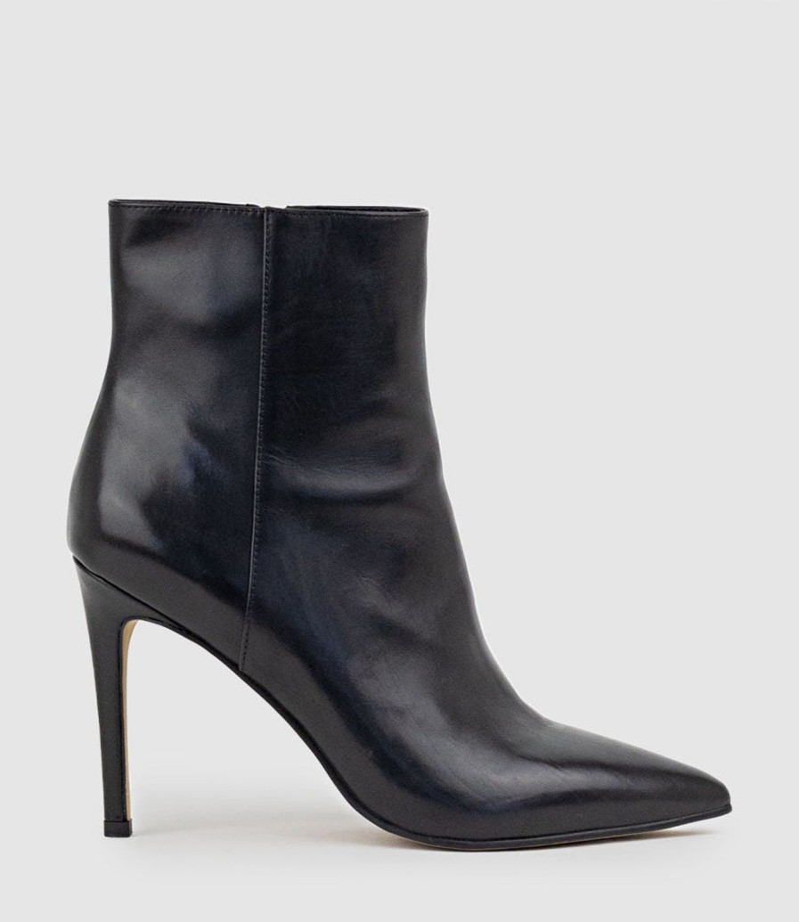 Edward Meller Zelia100 Stiletto Ankle Boot In Black Baby Calf Clearance